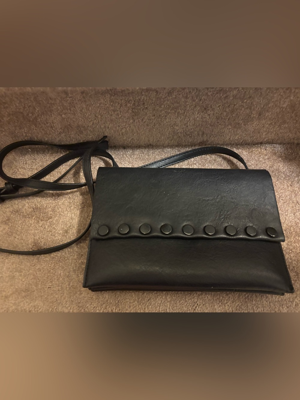 Black Stud-Trim Crossbody Bag